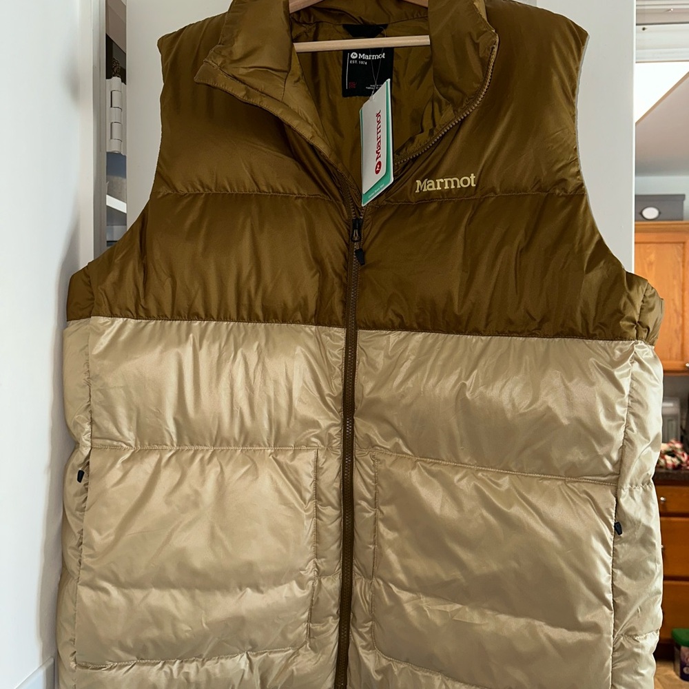 Marmot Two-Tone Olive and Beige Guides Down Vest XXL